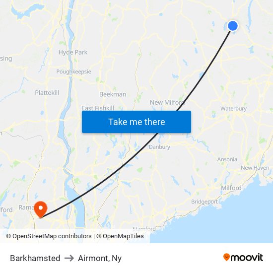 Barkhamsted to Airmont, Ny map