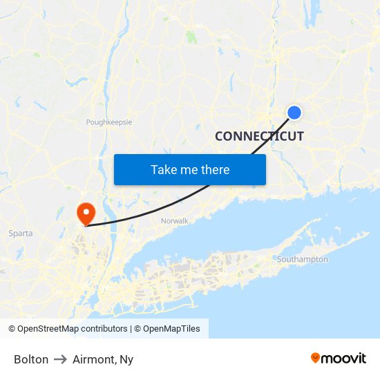 Bolton to Airmont, Ny map