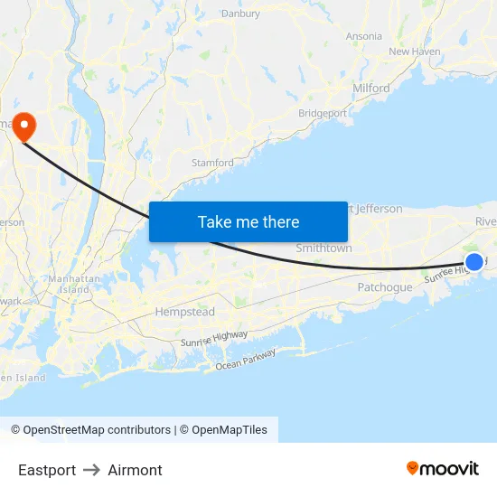 Eastport to Airmont map