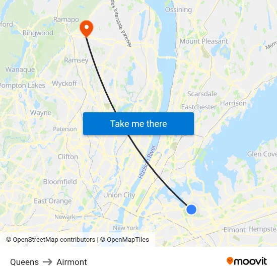 Queens to Airmont map