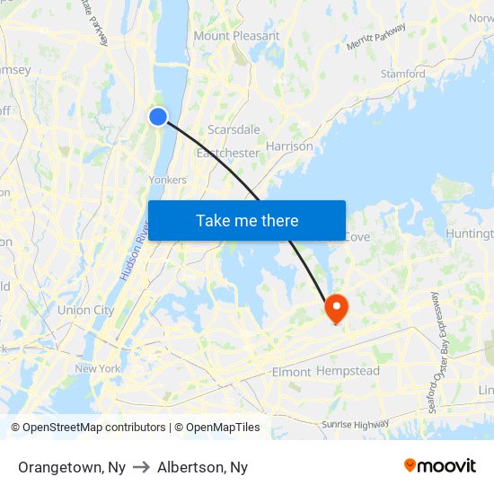 Orangetown, Ny to Albertson, Ny map