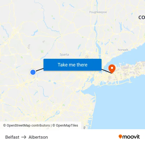 Belfast to Albertson map