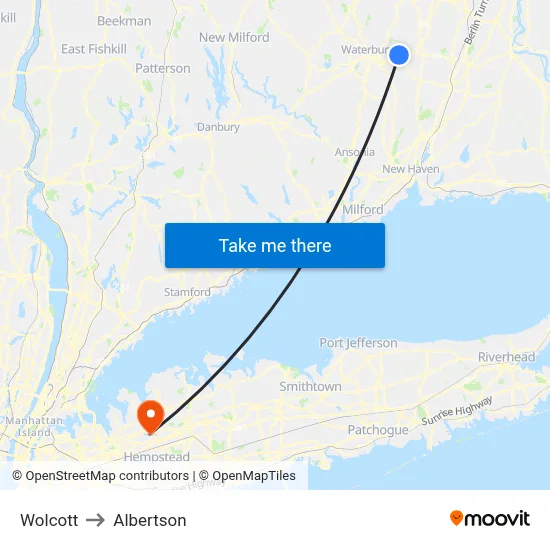 Wolcott to Albertson map