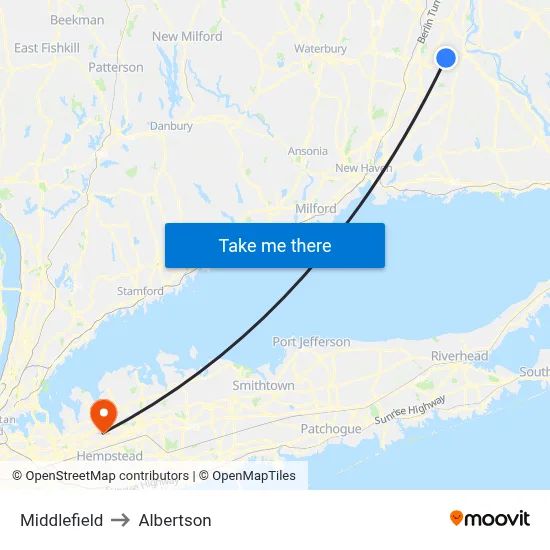 Middlefield to Albertson map