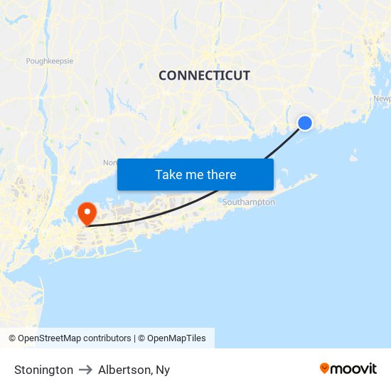 Stonington to Albertson, Ny map