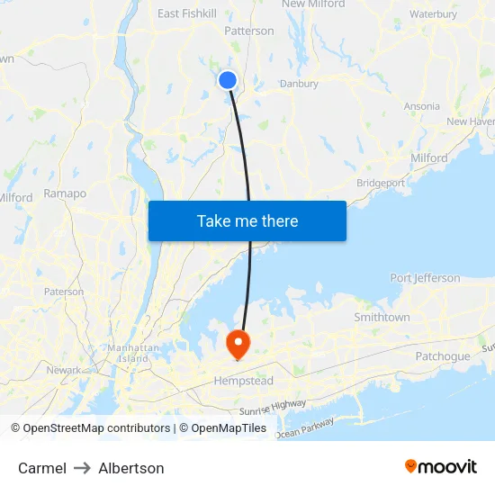 Carmel to Albertson map