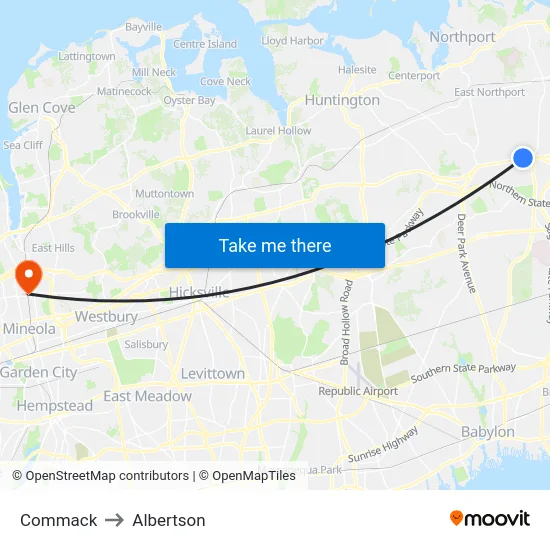Commack to Albertson map