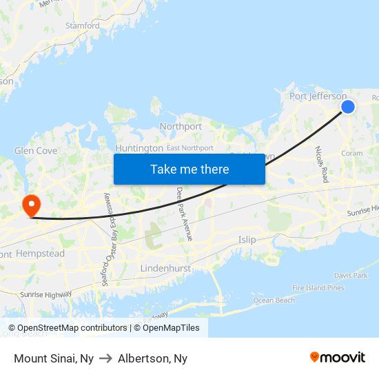 Mount Sinai, Ny to Albertson, Ny map