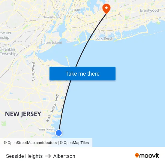 Seaside Heights to Albertson map