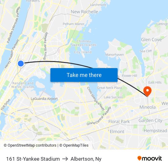 161 St-Yankee Stadium to Albertson, Ny map