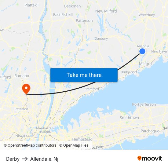 Derby to Allendale, Nj map