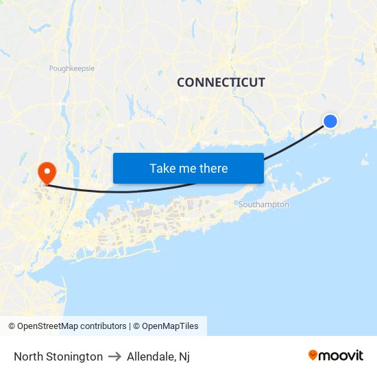 North Stonington to Allendale, Nj map