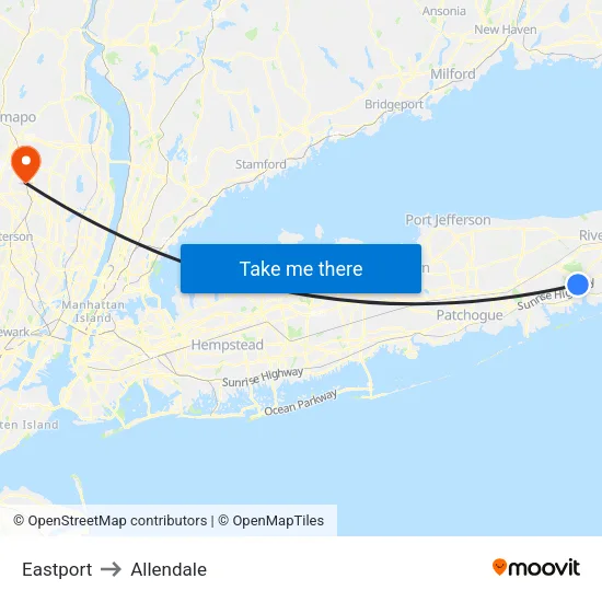 Eastport to Allendale map