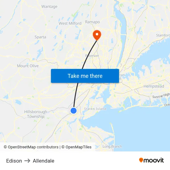 Edison to Allendale map