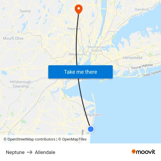 Neptune to Allendale map