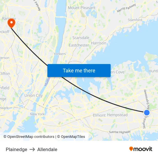 Plainedge to Allendale map