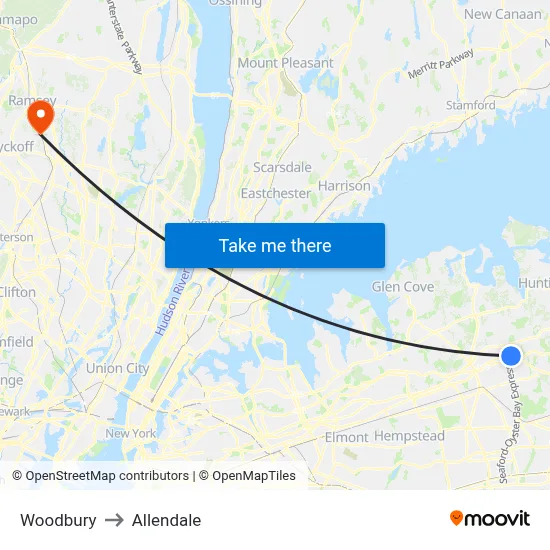 Woodbury to Allendale map