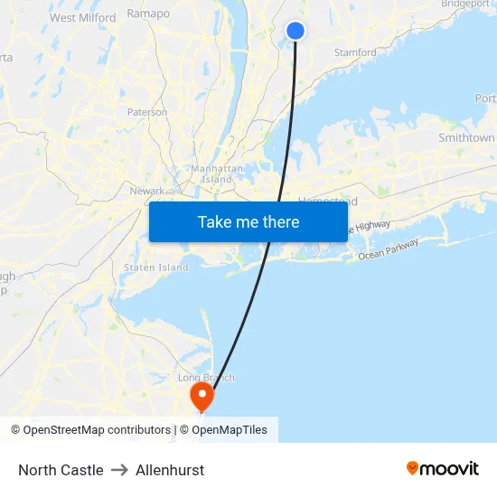 North Castle to Allenhurst map