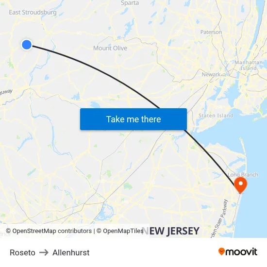 Roseto to Allenhurst map