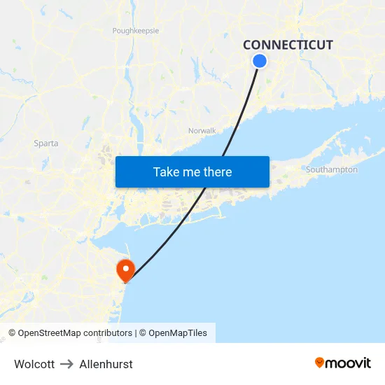 Wolcott to Allenhurst map