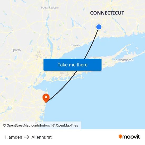 Hamden to Allenhurst map