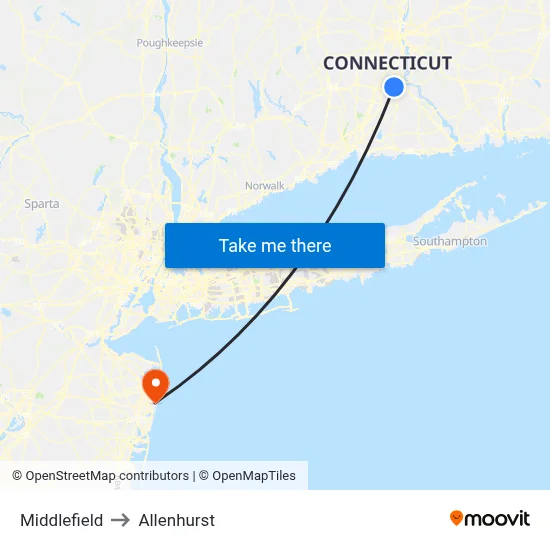 Middlefield to Allenhurst map