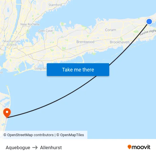 Aquebogue to Allenhurst map
