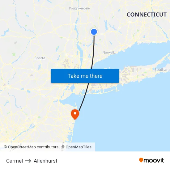 Carmel to Allenhurst map