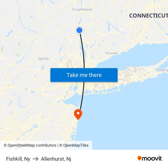 Fishkill, Ny to Allenhurst, Nj map