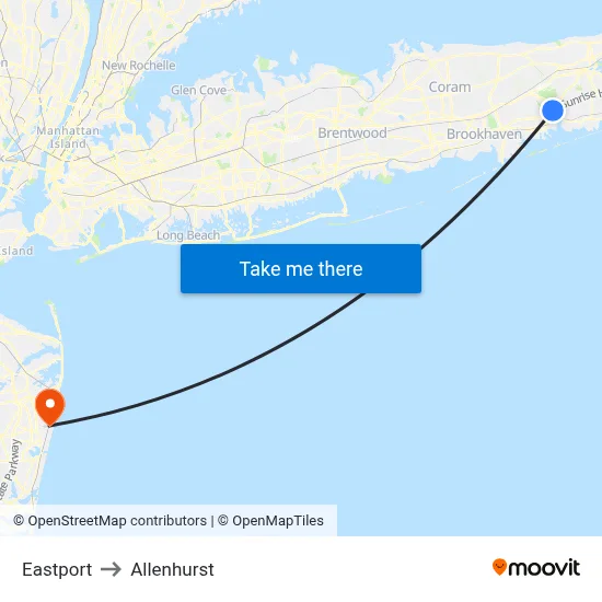 Eastport to Allenhurst map