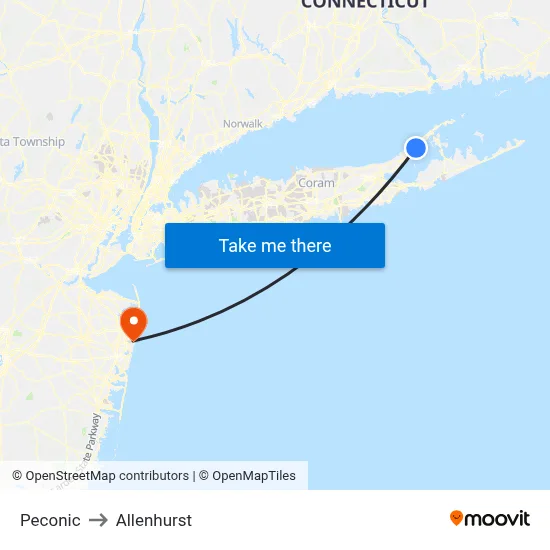 Peconic to Allenhurst map