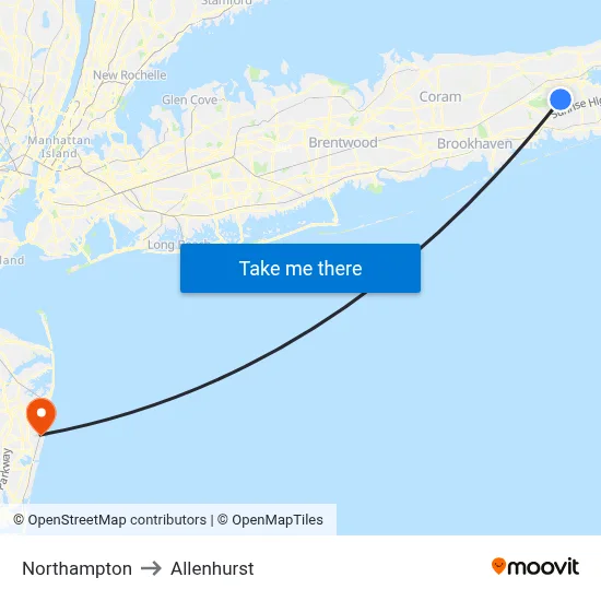 Northampton to Allenhurst map