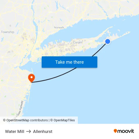 Water Mill to Allenhurst map