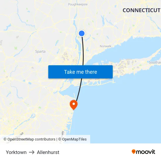 Yorktown to Allenhurst map