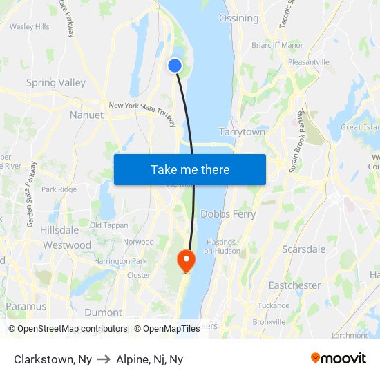 Clarkstown, Ny to Alpine, Nj, Ny map