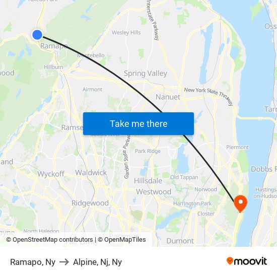 Ramapo, Ny to Alpine, Nj, Ny map