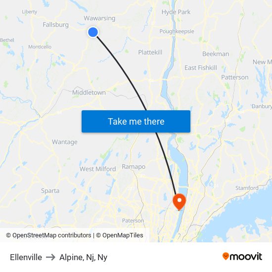 Ellenville to Alpine, Nj, Ny map