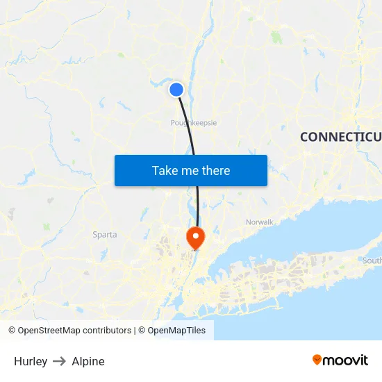 Hurley to Alpine map