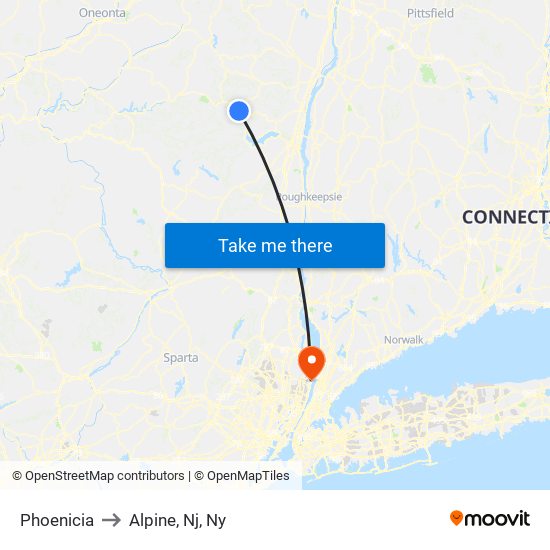 Phoenicia to Alpine, Nj, Ny map