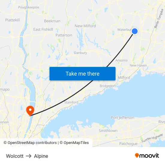 Wolcott to Alpine map