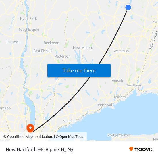 New Hartford to Alpine, Nj, Ny map