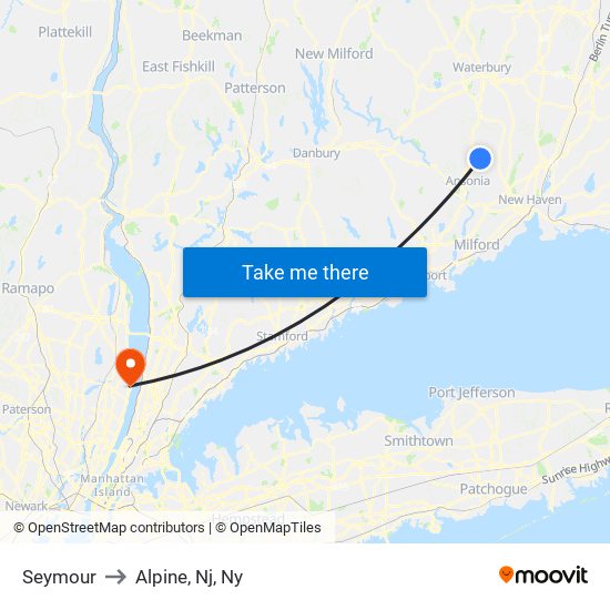 Seymour to Alpine, Nj, Ny map