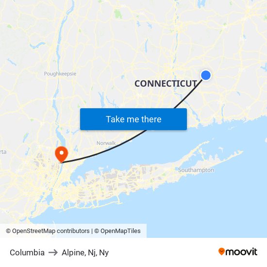 Columbia to Alpine, Nj, Ny map