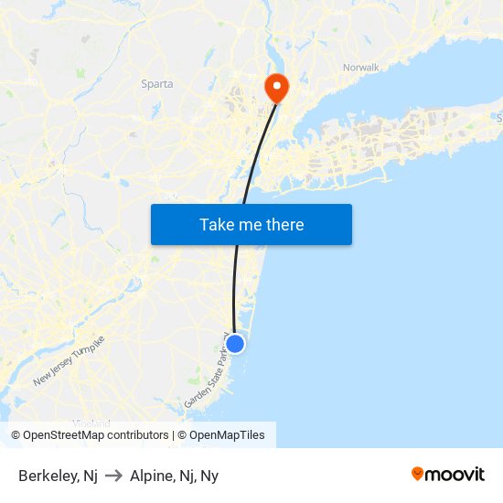 Berkeley, Nj to Alpine, Nj, Ny map