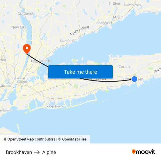 Brookhaven to Alpine map