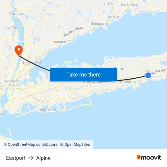 Eastport to Alpine map
