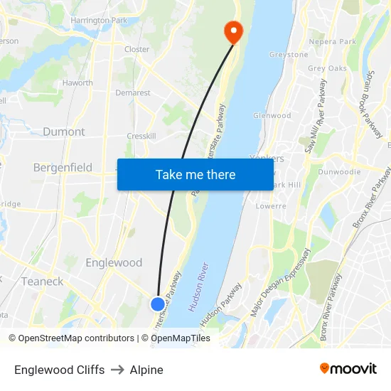 Englewood Cliffs to Alpine map