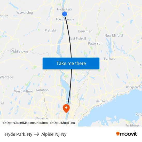 Hyde Park, Ny to Alpine, Nj, Ny map