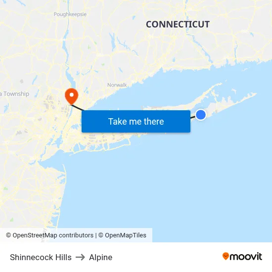 Shinnecock Hills to Alpine map