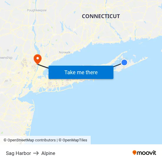 Sag Harbor to Alpine map